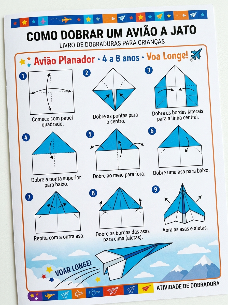 Passo a passo Avião a Jato (4 a 8 anos)