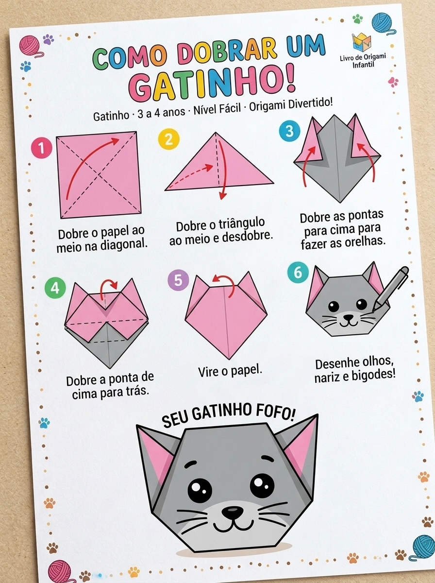 Passo a passo Gatinho (3 a 4 anos)