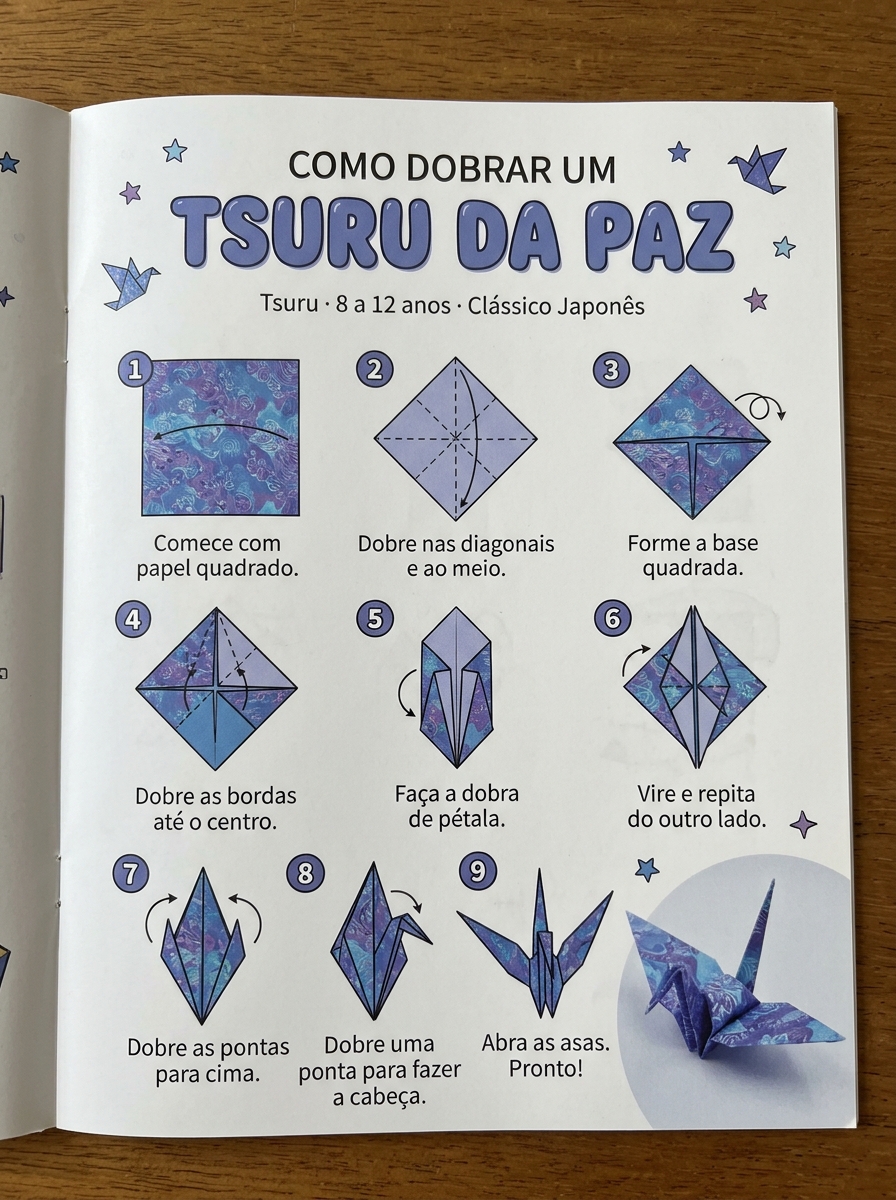 Passo a passo Tsuru da Paz (8 a 12 anos)